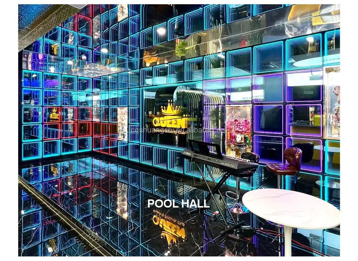 Wall Screw Fix Installation Stainless Steel Housing 3D LED Abyss Mirror Customization