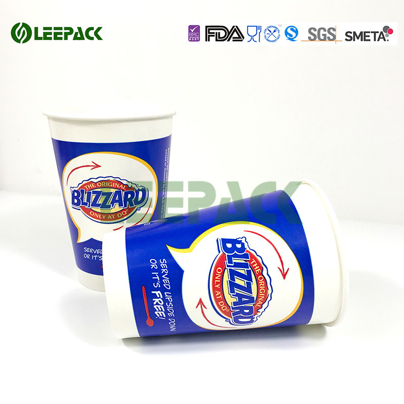 Insulated Blue Drink 12 Oz Paper Cups For Fast Food Restaurant , Party