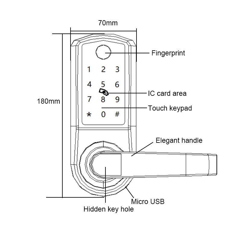 Easloc Biometric Fingerprint Door Lock 30mm Office Aluminium Alloy