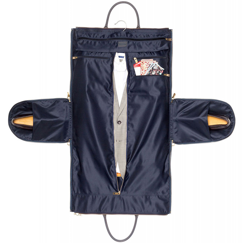 Modern Garment Weekender Bag , Brown Leather Suit Protector Bag