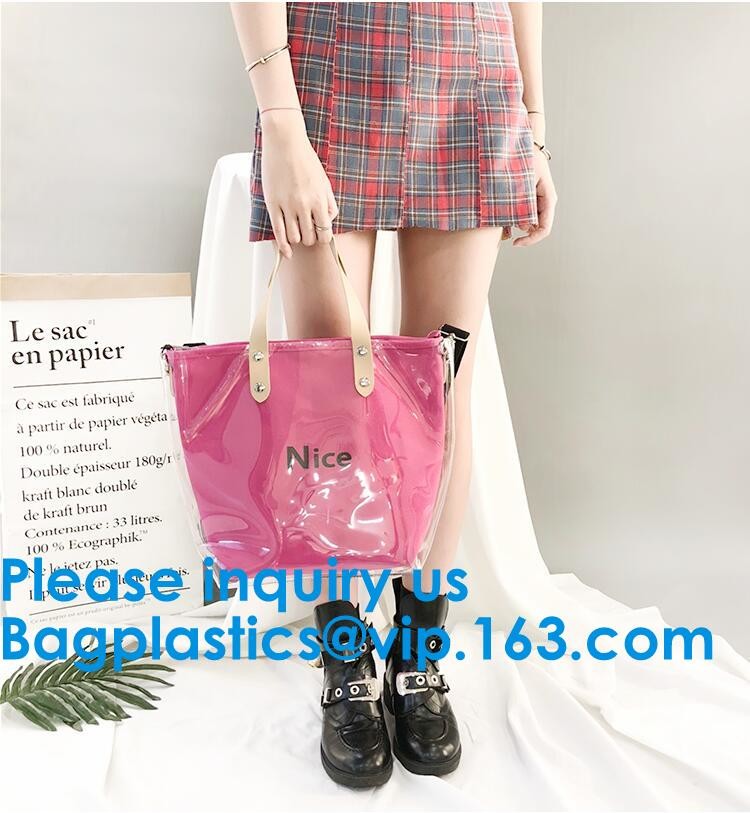 Fashion Ladies Rainbow Hologram Laser PVC Handbag Beach Shoulder Bag Shopping Tote Bag For Women
