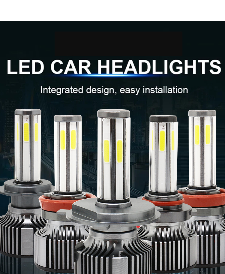 N6 Cars H4 Led Headlight 6 Side Highlight Modified H11 Headlight Bulb