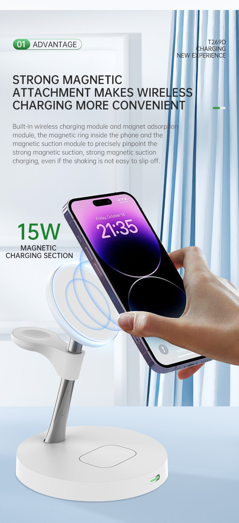 15W Zinc Alloy ABS 4 In 1 Wireless Charging Station with PD/QC3.0 for Multiple Devices