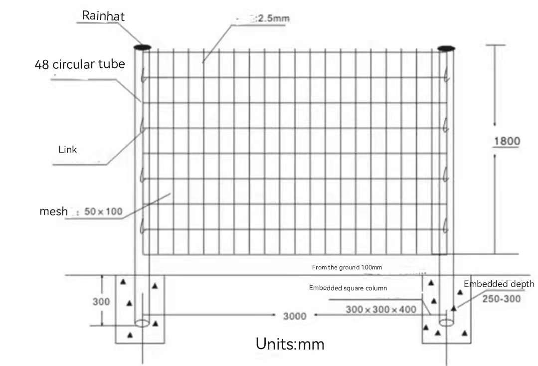 60x60mm Holland Wire Mesh Fence，14 Gauge PVC Coated Wire Mesh 3.0mm