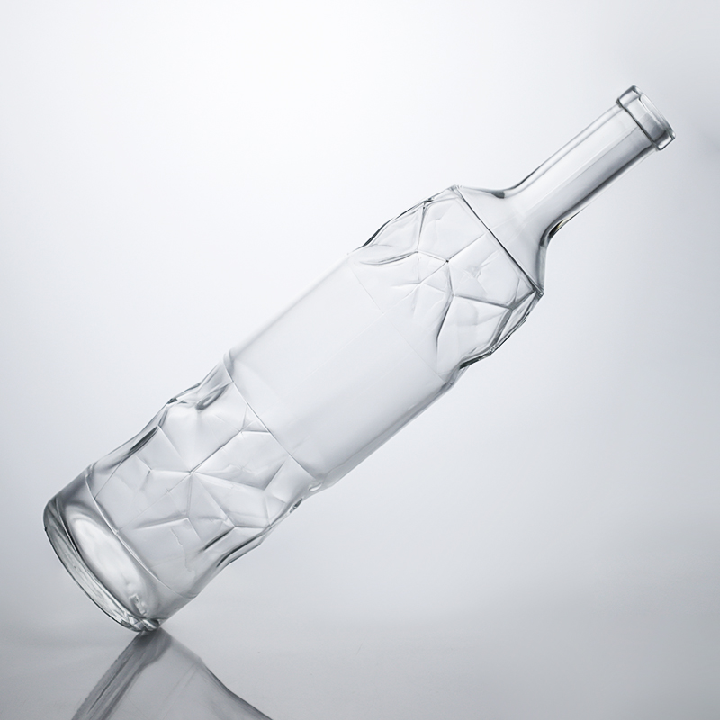 Highly Durable Liquor Glass Bottle with Embossed Pattern and Cork Stopper Perfect