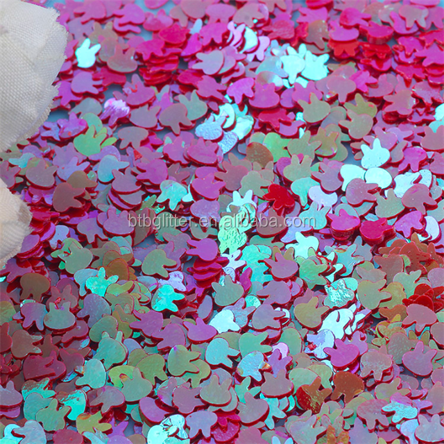 Pet Happy Year Easter Sequined 4mm Rabbit Head Ball Stuffers and Ornaments Hand DIY Accessories Fluorescent Pieces Glass