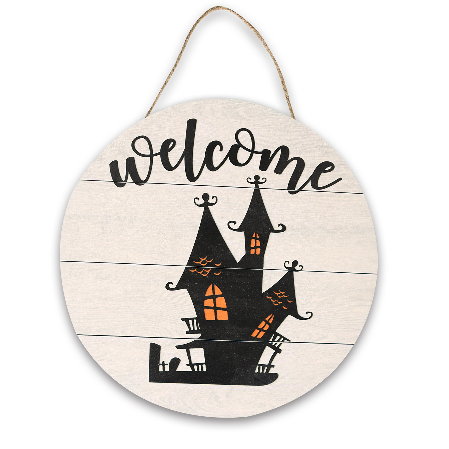 2024 Halloween wooden door hangings New party scene decoration pieces Pumpkin black cat haunted house bat party scene decor