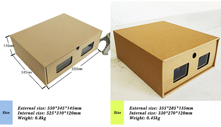 Kraft Drawer Cardboard Clothing Packaging Corrugated Shoe Box With Partial Window
