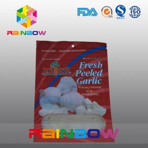 Red And White Mylar Plastic Window Bag With Zipper Top For Food / Fresh Pleeled Garllic