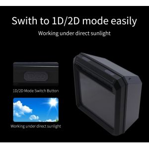 1D 2D Bar Qr Code Reader Simple Design Omni Directional Desktop Barcode Scanner