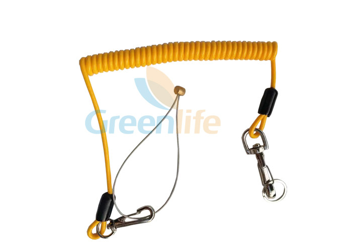  Fall Protection Spiral Coiled Tool Leash High Security Snap Hook Cord Solid Yellow Manufactures