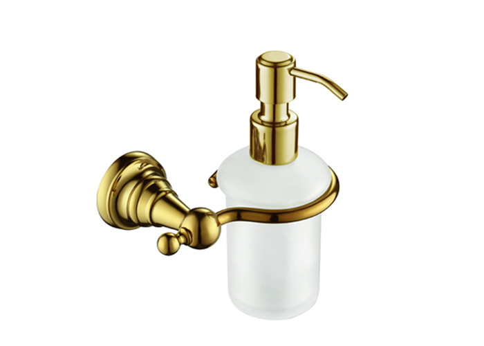 Golden Bathroom Accessory Wall Mounted Soap Dispenser With Brass Pump PP Bottle
