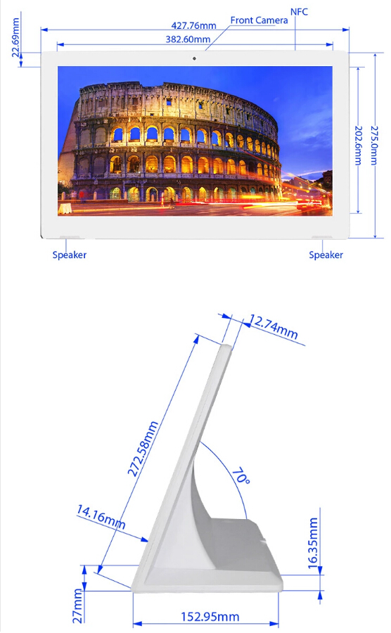 Desktop android tablet pc pos NFC 17.3 inch 15.6 inch kiosk advertising IPS HD display