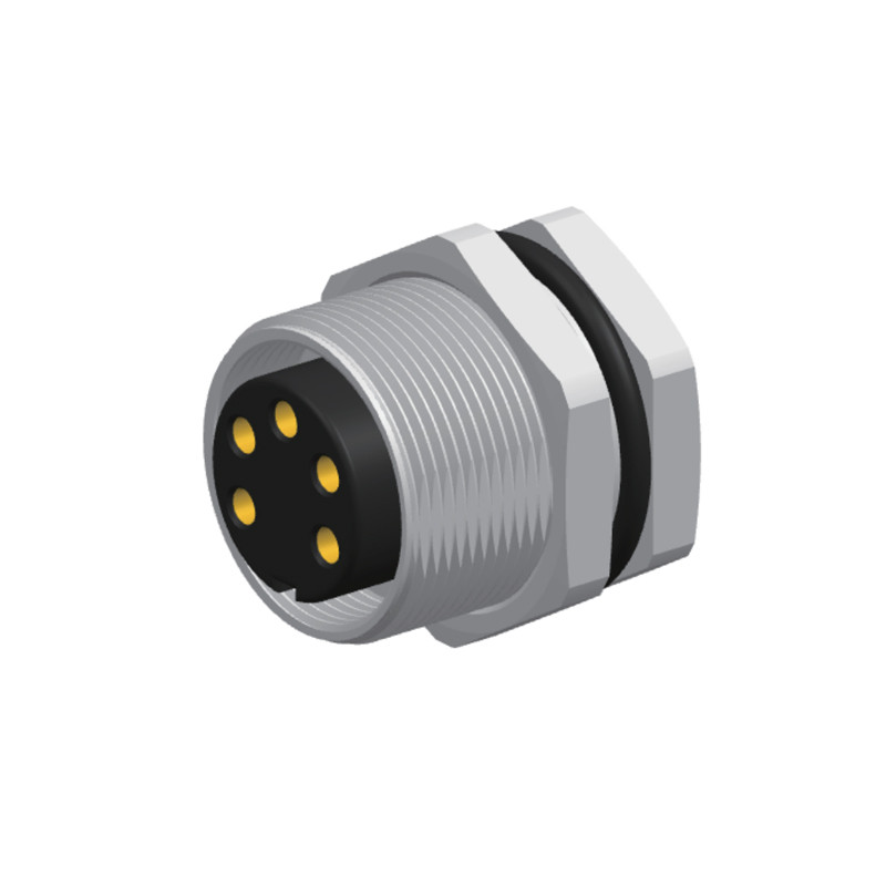 7/8'' Solder Waterproof Male Rear Panel Mount Connector 5pins For Signal
