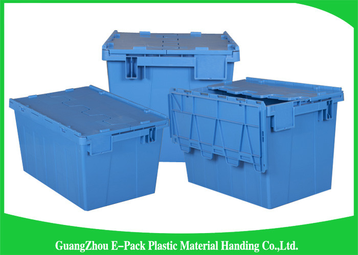 45L Plastic Box With Hinged Lid Rentable Moving , Large Plastic Storage Bins For Packaging