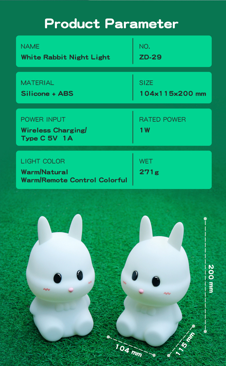 Touch Control Custom Home Decorative Luminous Light Rabbits Animal Lamp LED Night Light