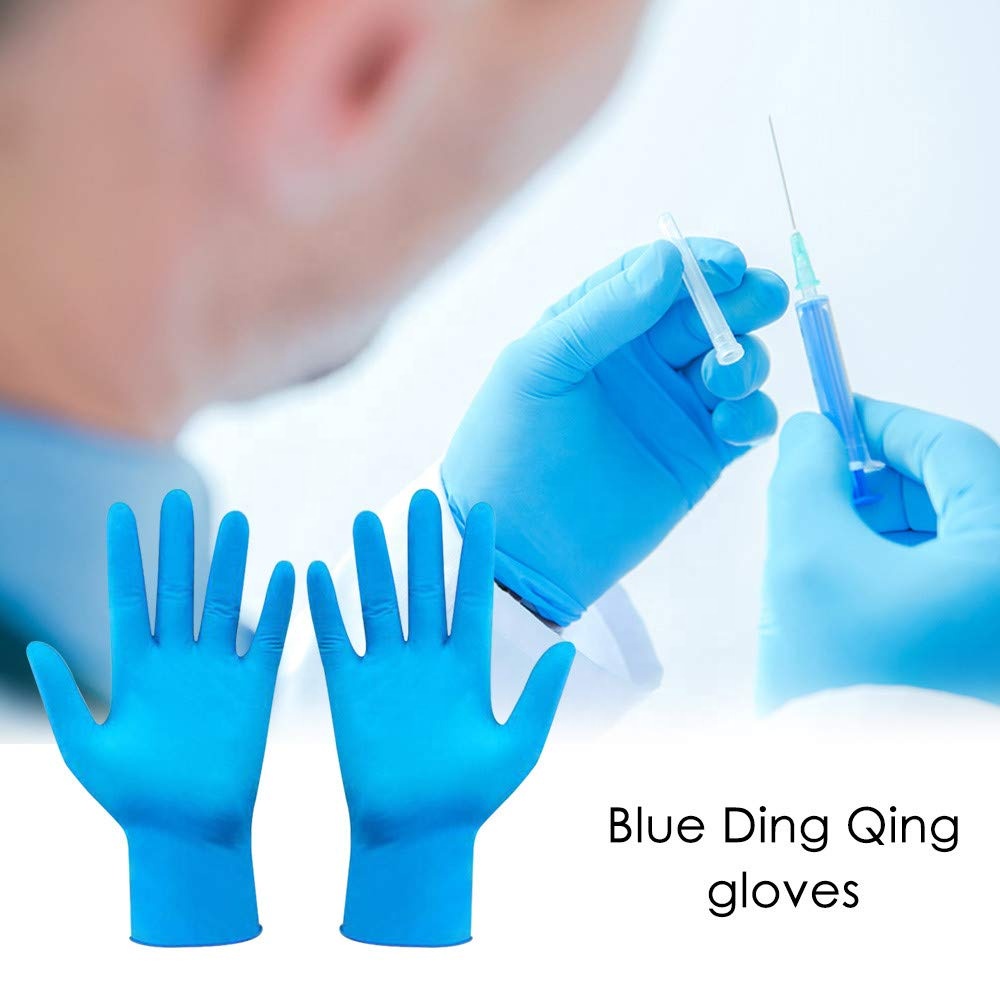 Safety Hand Latex Gloves, Powder-free Medical Surgical Disposable Blue Rubber Mechanic Nitrile Gloves