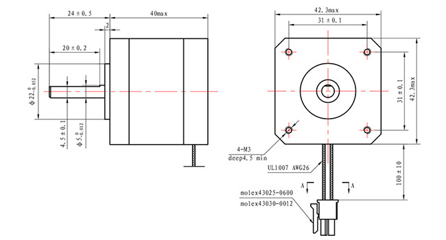 42x42mm Nema 17 1.8 Degree 1.2A CNC 3018 Stepper Motor Two Phase
