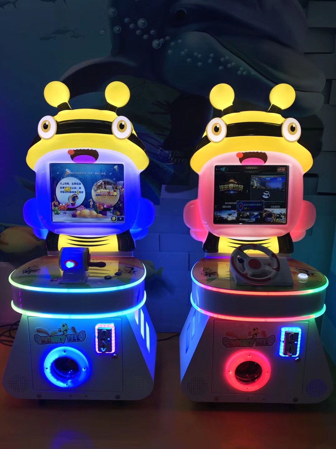 Attractive Kids Electric Racing + Arcade Fishing Game Machine 1 Year Warranty
