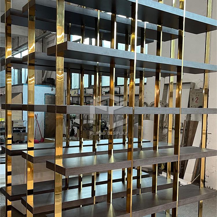 OEM Gold Clothing Shop Display Rack Retail Nesting Table Clothes Shelving
