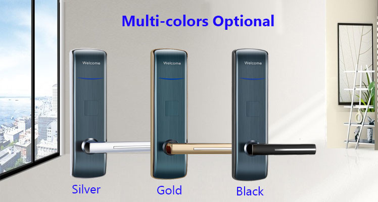 Gold Color Zinc Alloy Hotel Electronic Locks with Card Encoder for Hotel Motel Apartment