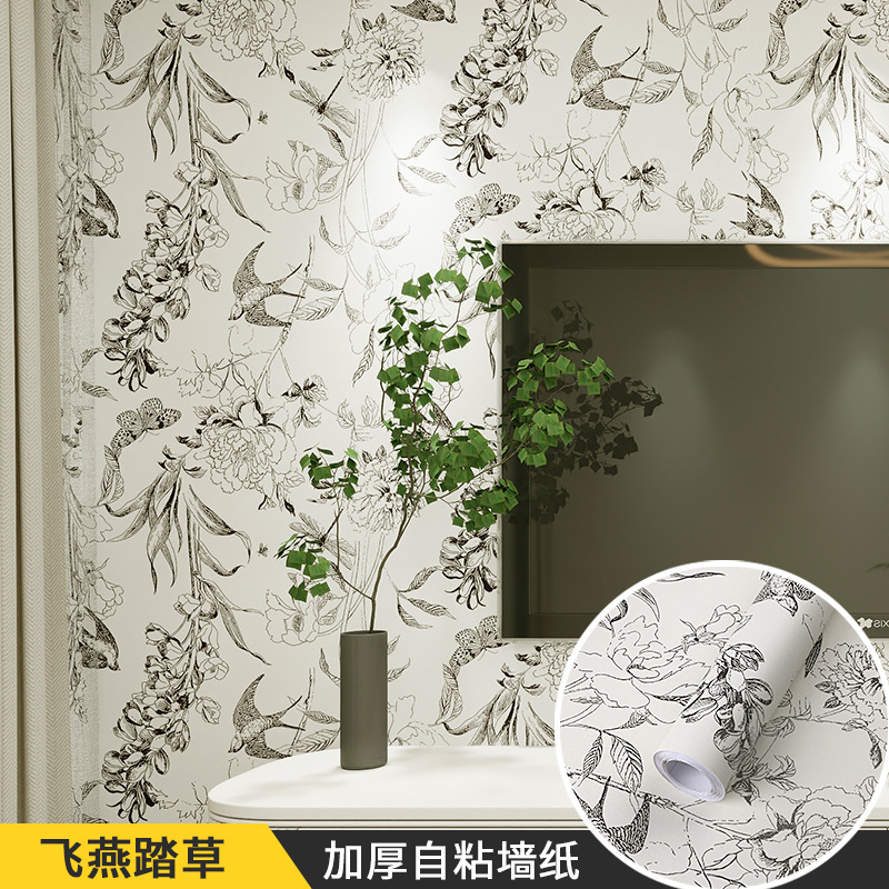 Entry Modern 3D PVC Vinyl 3D Wall Paper Rolls Floral Natural Flower Mural Wallpaper Sticker Waterproof for Home Decoration