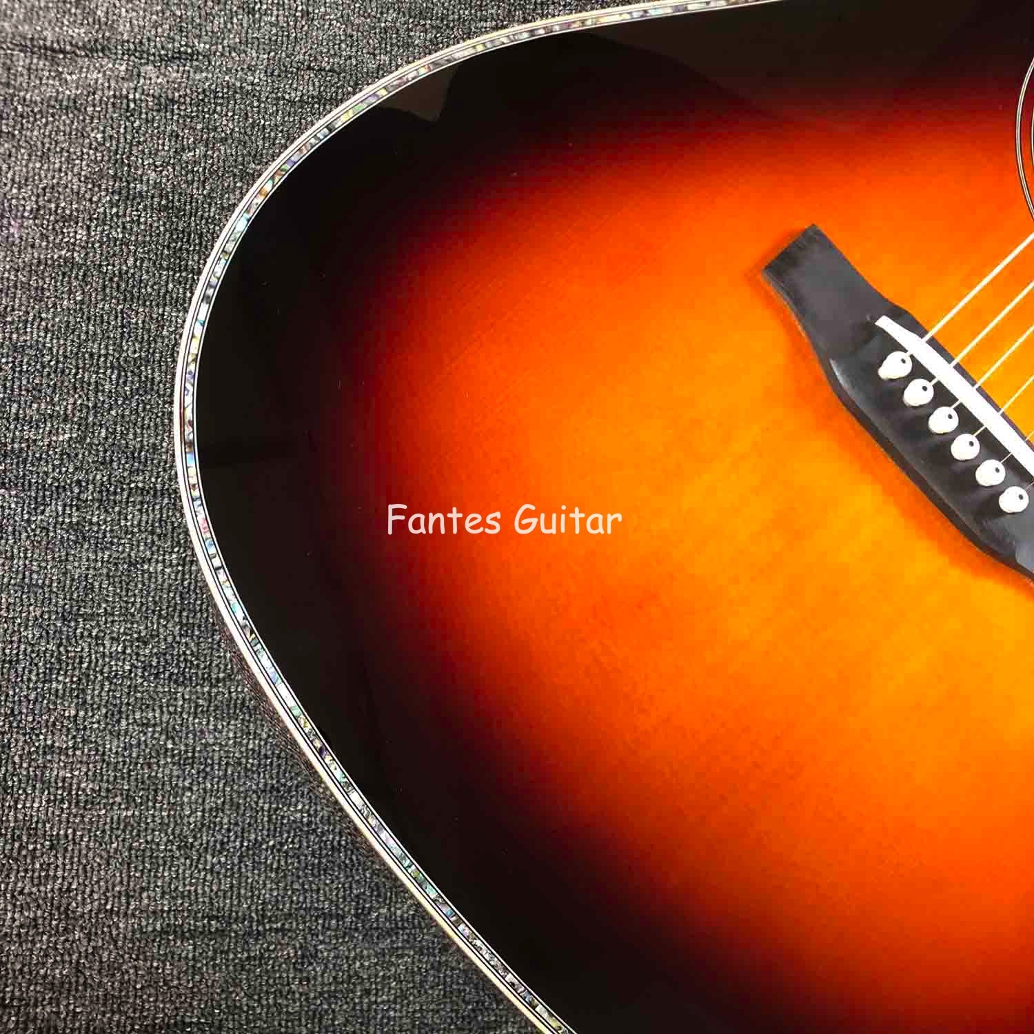 Custom Solid Cocobolo Back Side Real Abalone Inlay D Body Dreadnought Acoustic Guitar in Sunburst Color