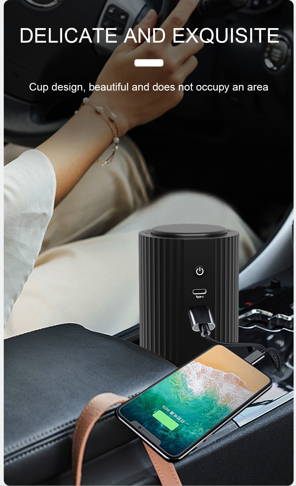 150w Car Power Inverter Cup Shape With Type C USB Charging Port
