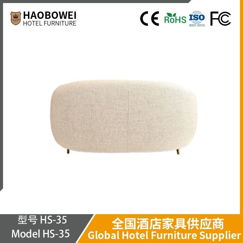 Italian Minimalist Fabric Sofa. White Cream Style Three-Seater Sailboat Sofa for Home. Sofa for Small-Sized Houses.