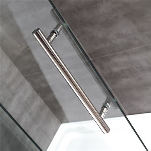 3 Panels Straight Frameless Glass Shower Doors Hinge Opening Style With Adjustable Support Bar