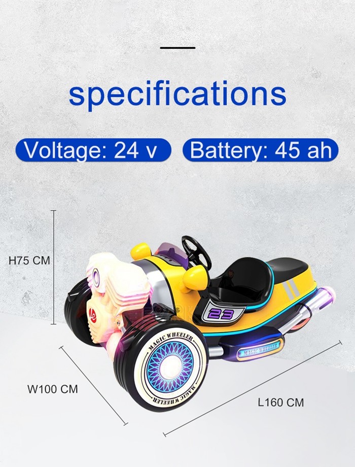 Battery 45ah Motorcycle Bumper Car Magic Tricycle Kids Riding Game