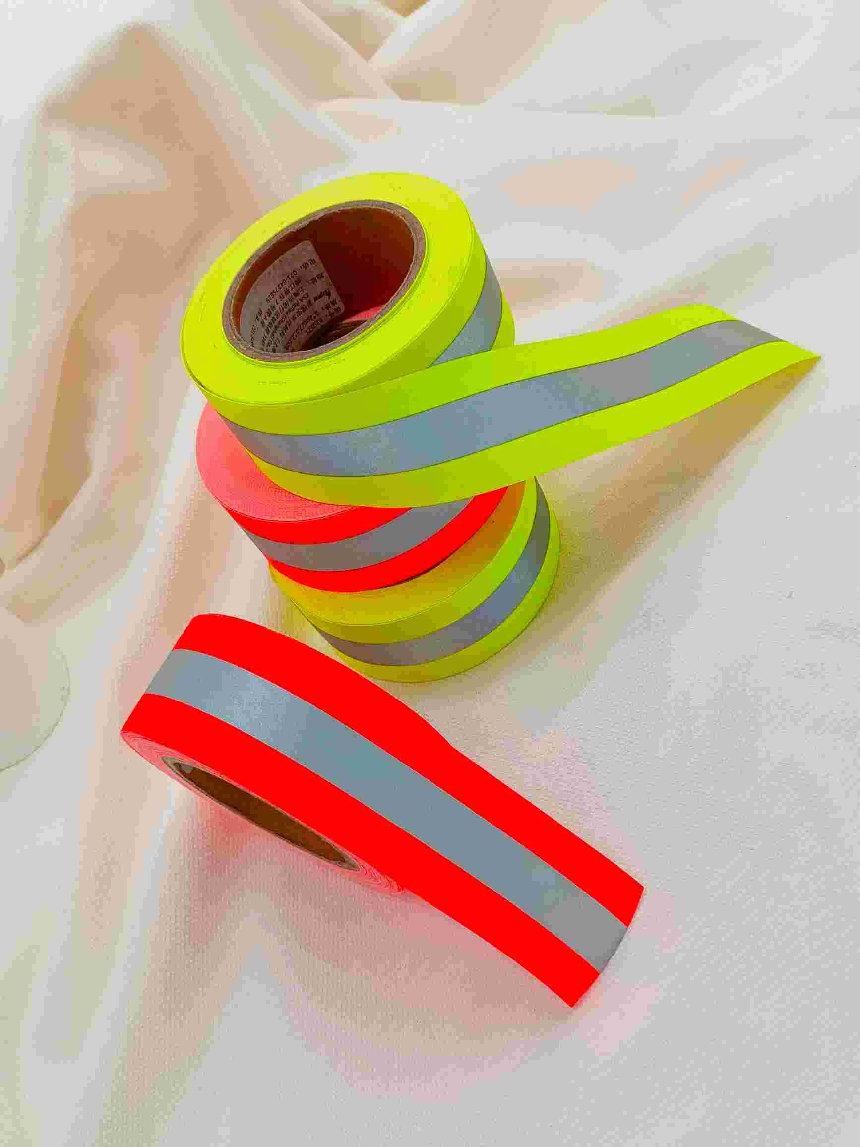 Yellow or Orange red Reflective Tape For Clothing Fire Retardant Reflective Fabric2 EN 20471