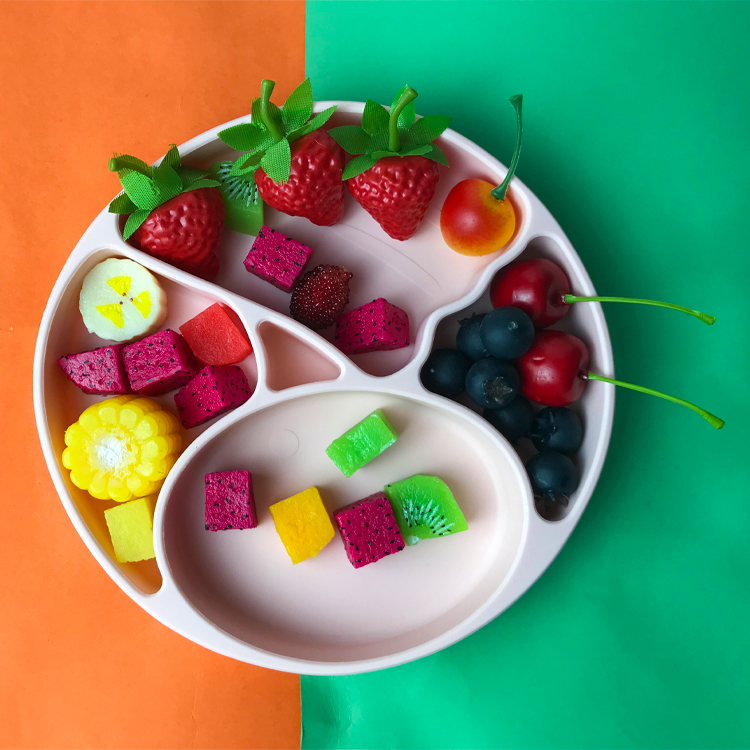 Kids Baby Feeding Silicone Plate Set With Dividers Bpa Free
