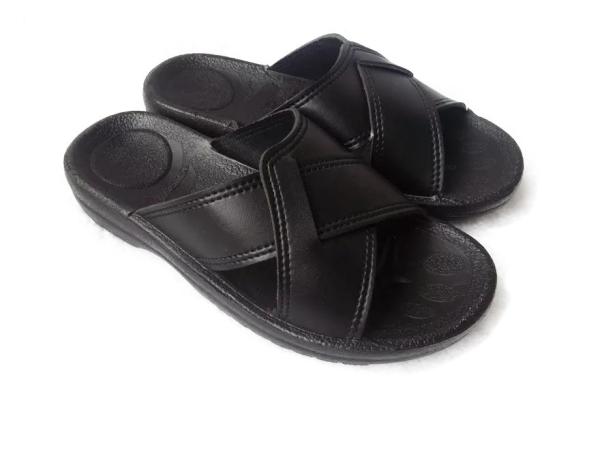 Cross Type ESD Safety Shoes Antistatic PU Slipper Thick Sole Black Environmental