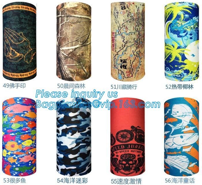 custom made digital sublimation polyester colorfast printed bandana,custom headwear printed seamless neck tube polyester