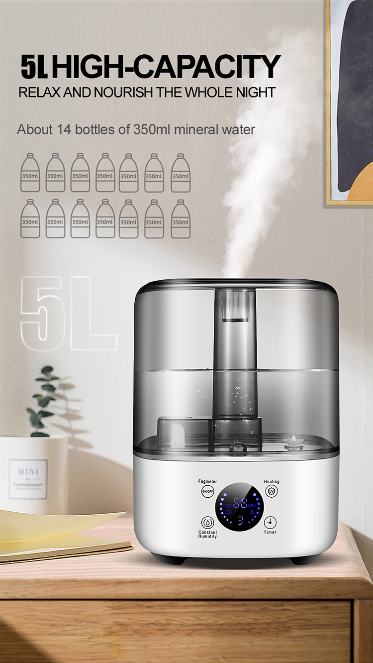 Top Filling 5L Room Humidifier Cool Warm Mist Humidifier UV Sterilize