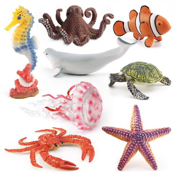 Realistic Sea Animal Figures Set Shark Dolphin Octopus Turtle Toy Assortment For