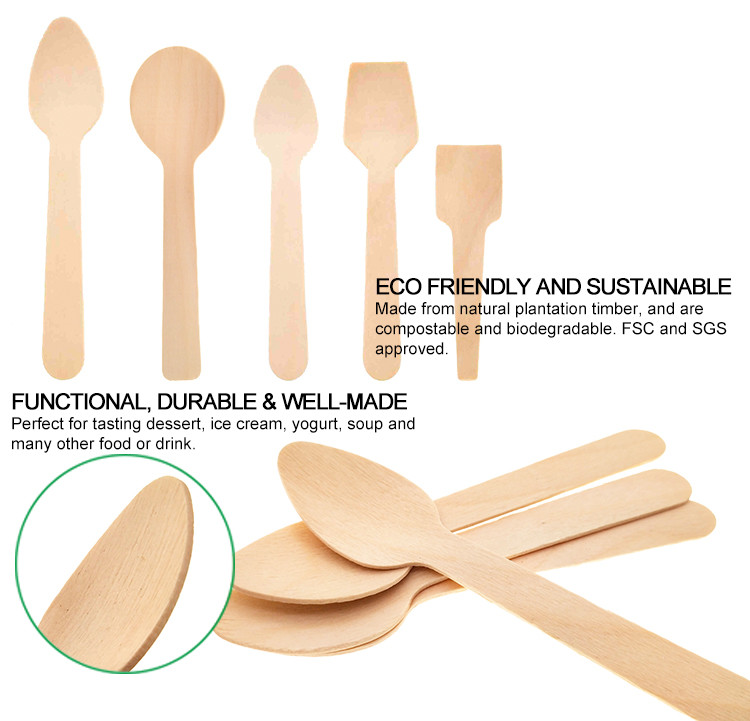 160mm Small Round Biodegradable Wooden Spoons Environmental Protection