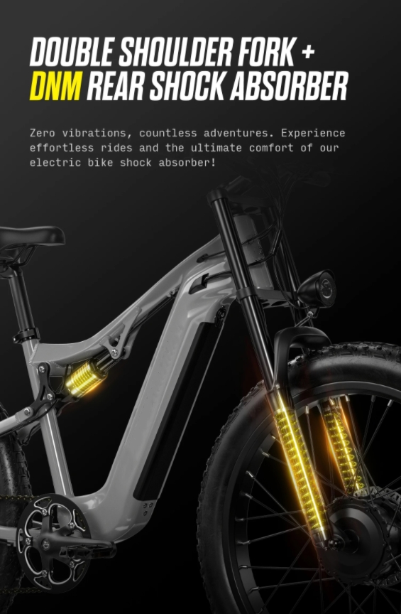 Full Suspension Electric Mountain Bike 48V 1000W 17.5Ah Hidden Lithium Battery Power