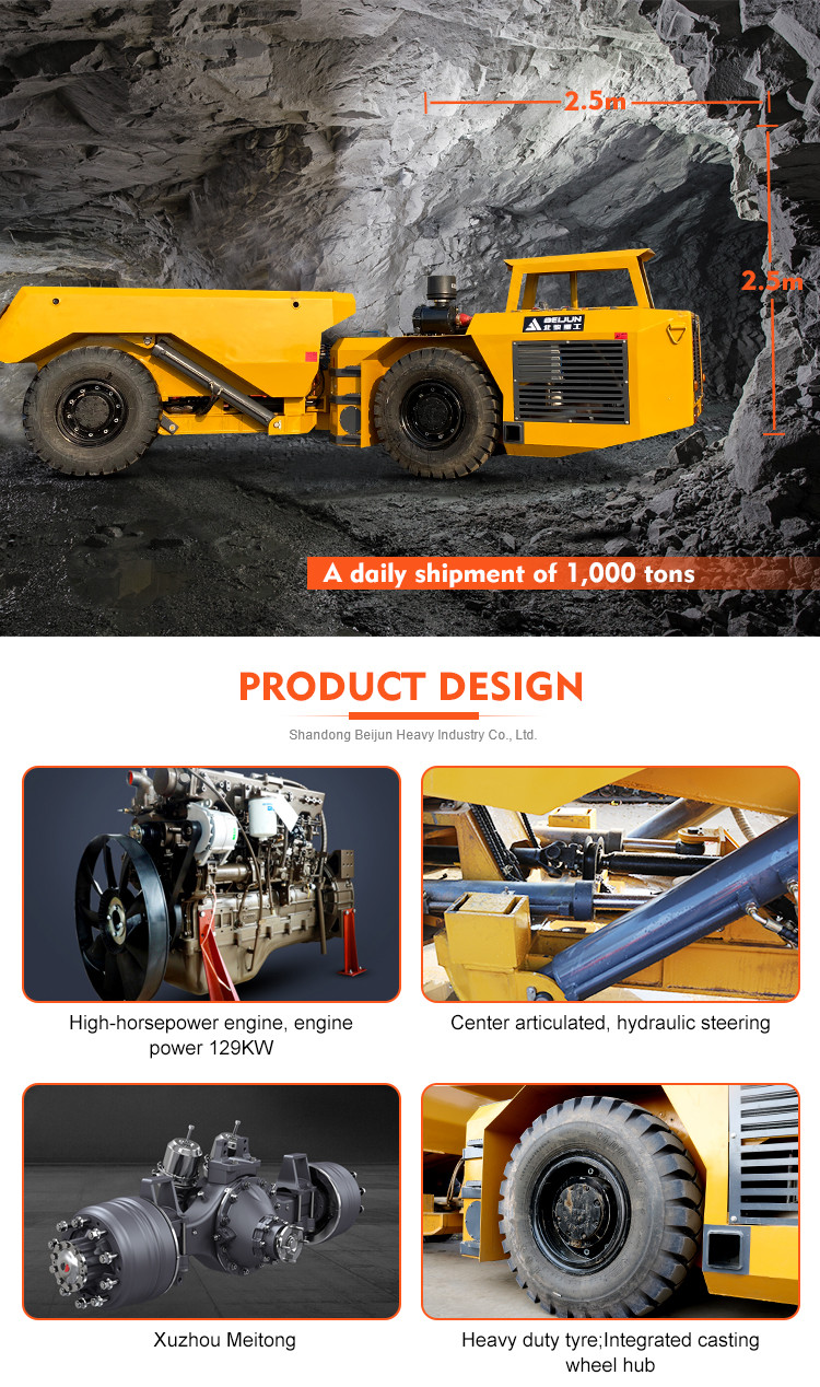 Yellow 129kW Power Diesel Articulated Haul Truck Four Wheel Drive