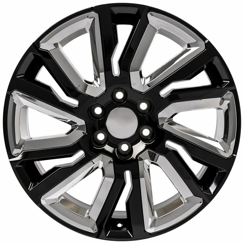 Ct2078 22x9 Gmc Replica Wheels Satin Black Gloss Black Insert Rim Chevy 22"