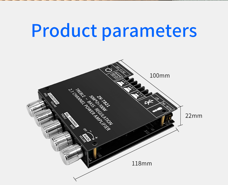 ZK-TB21 5.0 Subwoofer 50W*2+100W 2.1 Channel Power Audio Stereo Bass AMP TPA3116D2 Amplifiers Board ZK-TB21