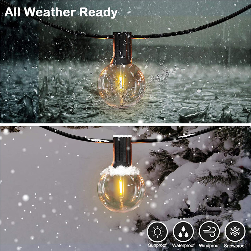 15 Solar Powered Bulb String Lights G40 8.3M 2200K