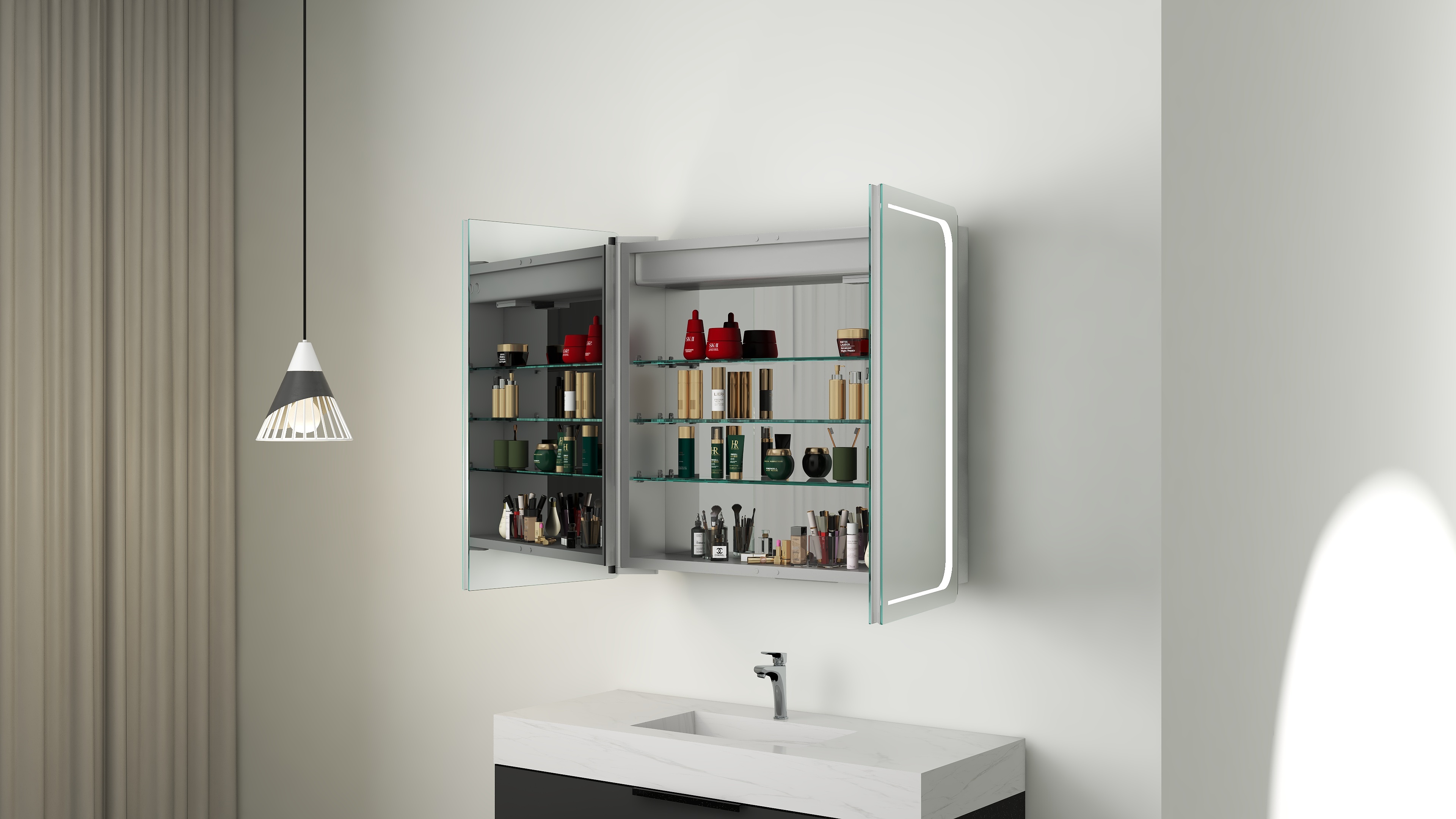 Easy Cleaning Illuminated Led Mirror Cabinet High Precision Erosion Resistant