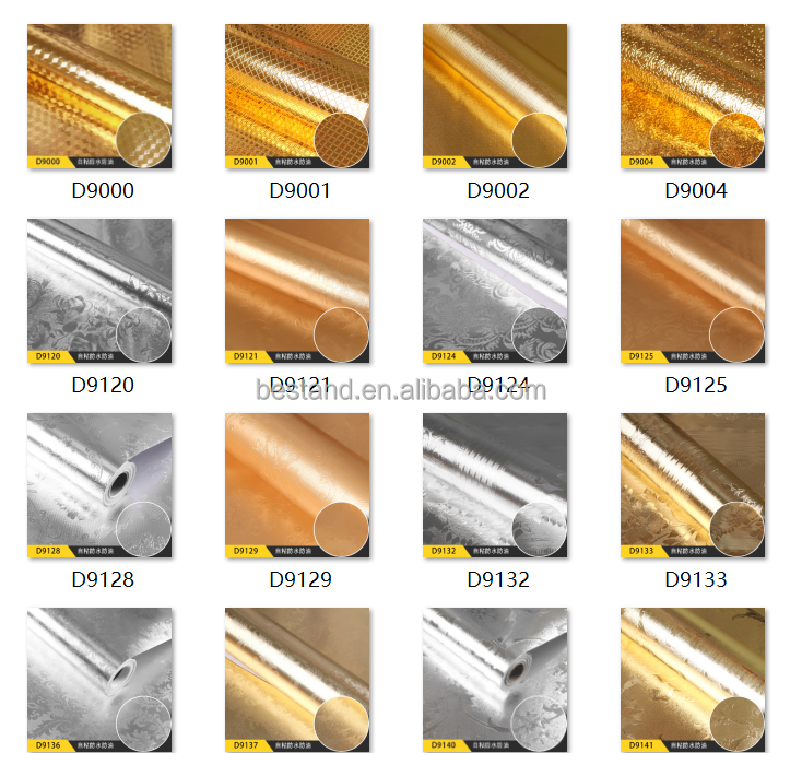 PVC Removable Gold Metallic Wallpaper Aluminum Gold Foil Wallpaper