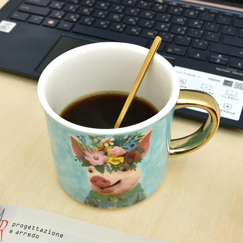 Creative Vintage Ceramic Tumbler Travel Coffee Water Mug Breakfast Milk Tea Cup Garden Coffee Cups