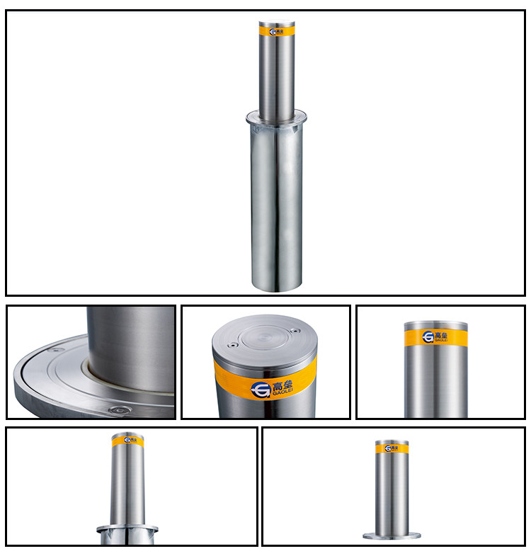 SS304 Semi Automatic Bollards 220V With Reflective Warning Tape