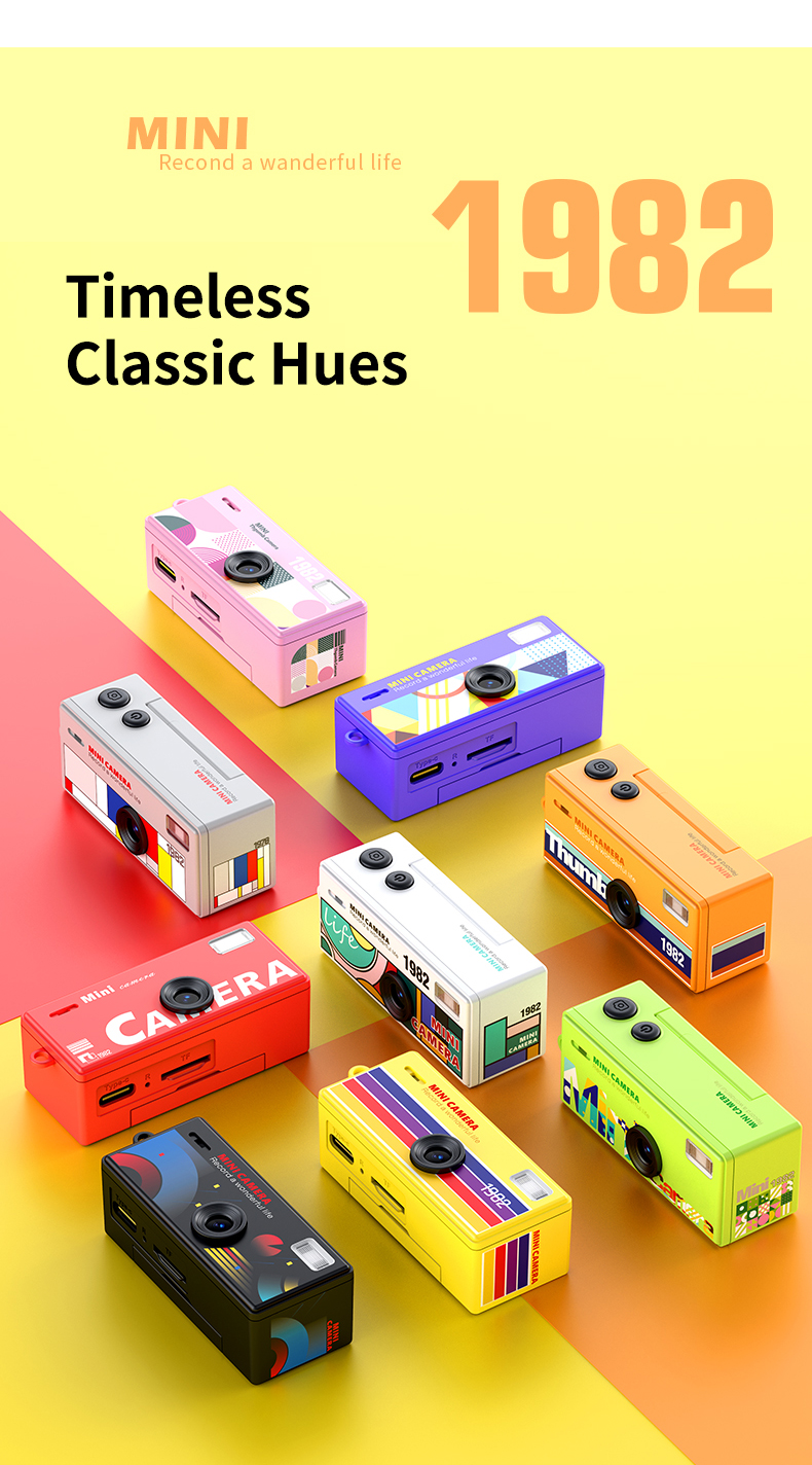 Mini Thumb Retro Camera Full HD CMOS 0.96 Inch Flip Screen Built Flash Multiple Filters 9 Colors Optical Zoom Selfie Kids