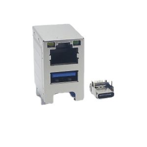 3.0 Female Usb Circuit Board Connector Stacked Usb C Connector With RJ45