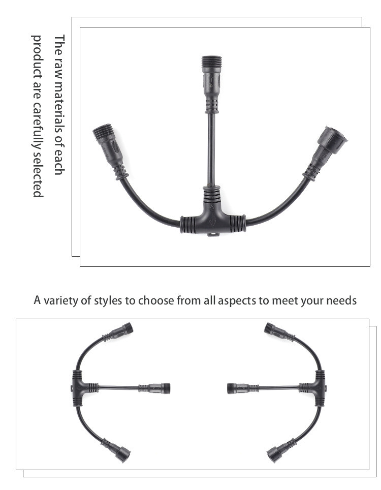 220V Power Terminal Line Led Light With T-Type Waterproof Connector String Cable Connector